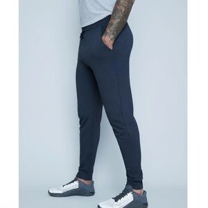 Navas Lab Blain Tall Joggers Navy Blue Drawstring Waist Fitted Sweatpants Bamboo